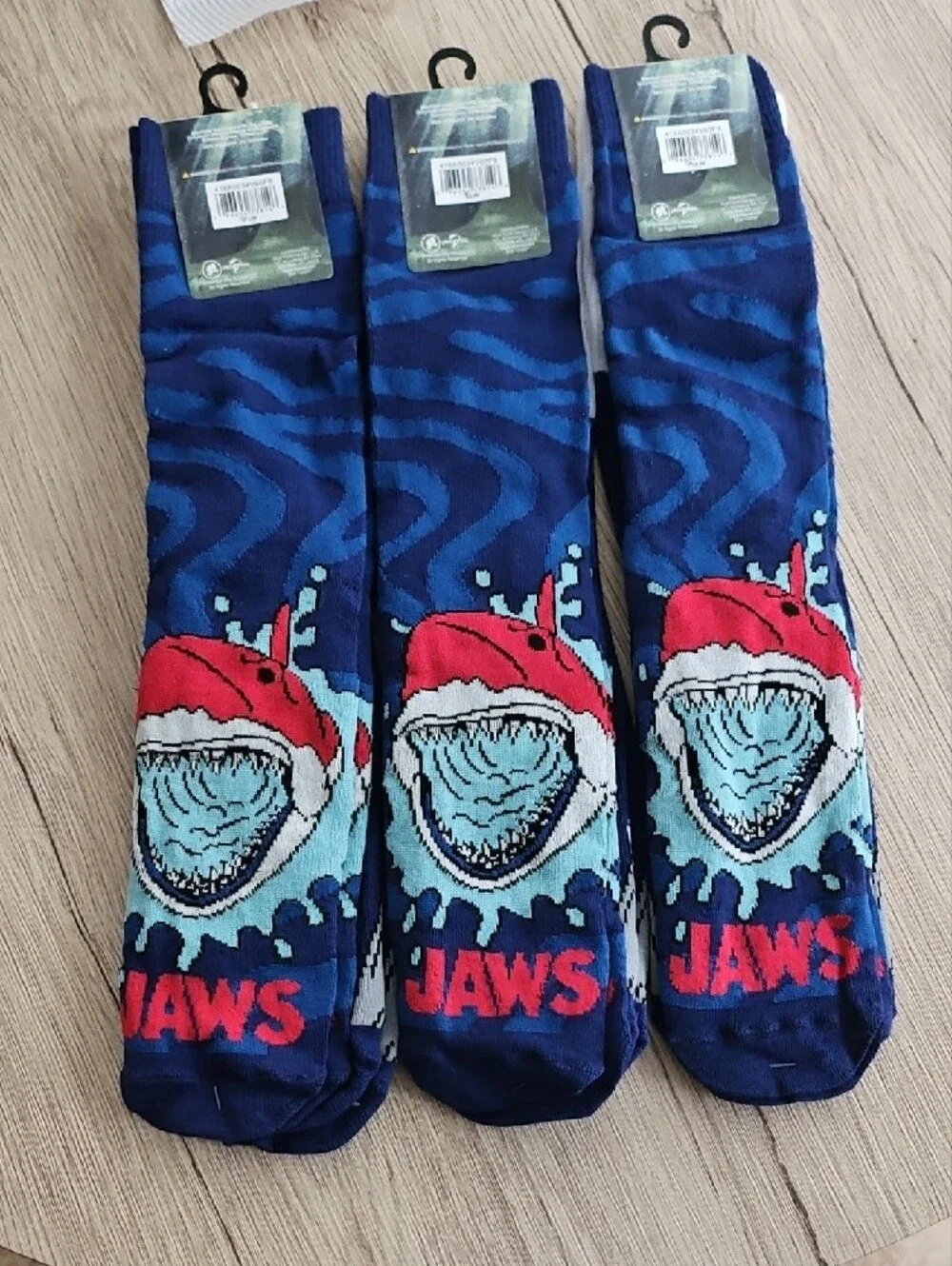 Jaws Graphic Crew Socks - Navy, White & Red